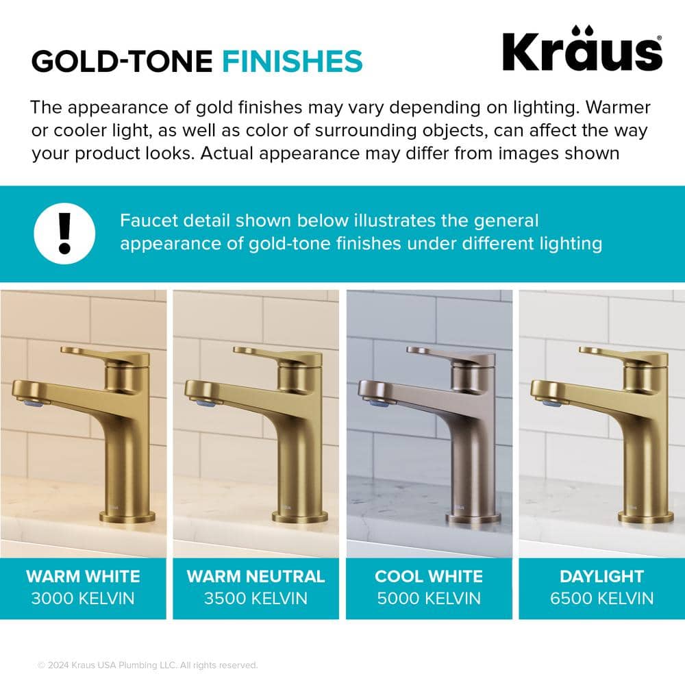 Indy Spot-Free Brushed Brass Single Handle Bathroom Faucet