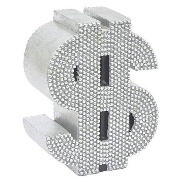 THREE HANDS 5 in. x 2.5 in. Resin Money Bank - Silver in Silver