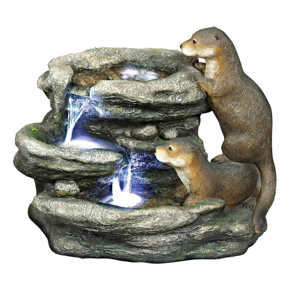 Design Toscano Bright Waters Otters Sculpture Stone Bonded Resin Garden  Fountain DW97060 - The Home Depot