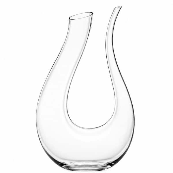 Catering 50 oz. U-Shaped Lead-Free Glass Wine Decanter Carafe with Slanted Spout and Luxury Packaging