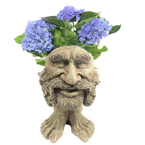 18 in. Stone Wash Axle the Muggly Statue Face Planter Holds 7 in. Pot