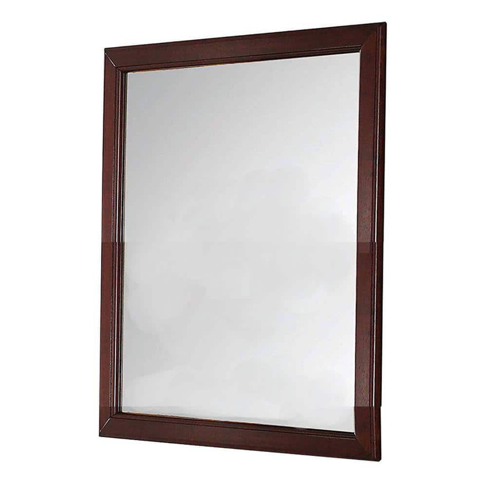Rectangular Cherry Brown and Silver Wood Dresser Mirror