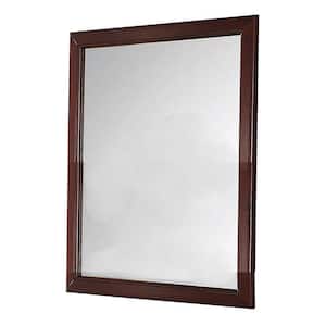 36 in. W x 38 in. H Wooden Frame Brown and Silver Wall Mirror