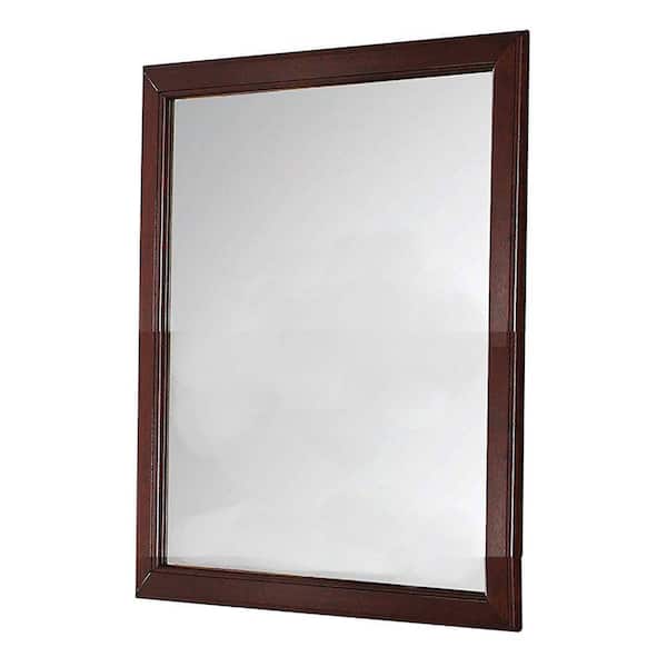Benjara 36 in. W x 38 in. H Wooden Frame Brown and Silver Wall Mirror