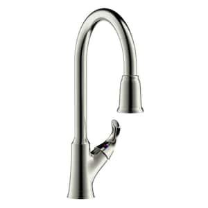 Arts Et Metiers Single Handle 1 or 3 Hole Pull-Down Sprayer Kitchen Faucet in Brushed Nickel