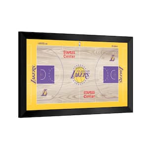 Los Angeles Lakers Logo 26 in. W x 15 in. H Wood Black Framed