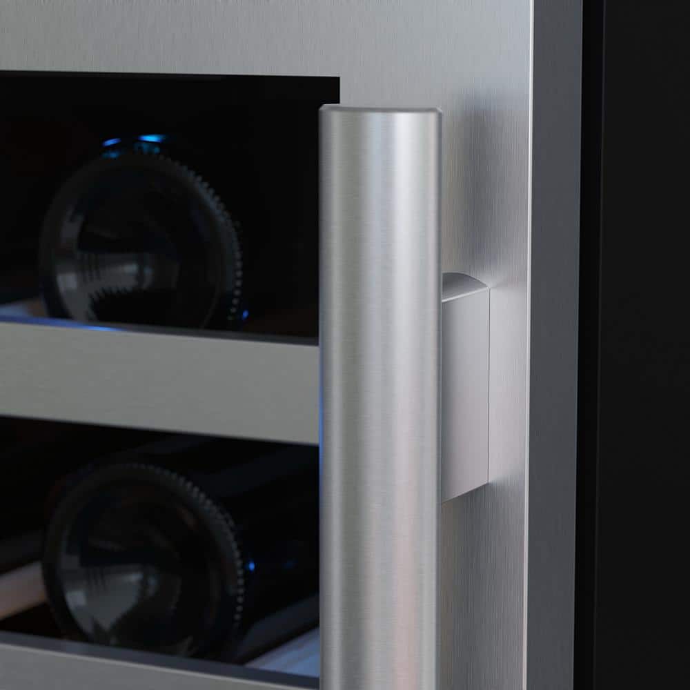 Avallon 24" Black Stainless Steel Dual Zone Wine Cooler with LED Lighting