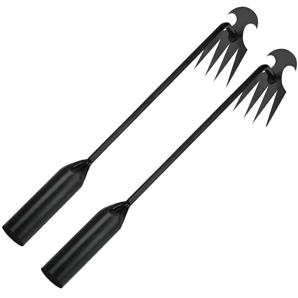 Portable 15.7 Garden Weed Puller Tool with 4 Manganese Steel Teeth for Easy Uprooting for Gardening Tasks (2 Pieces)