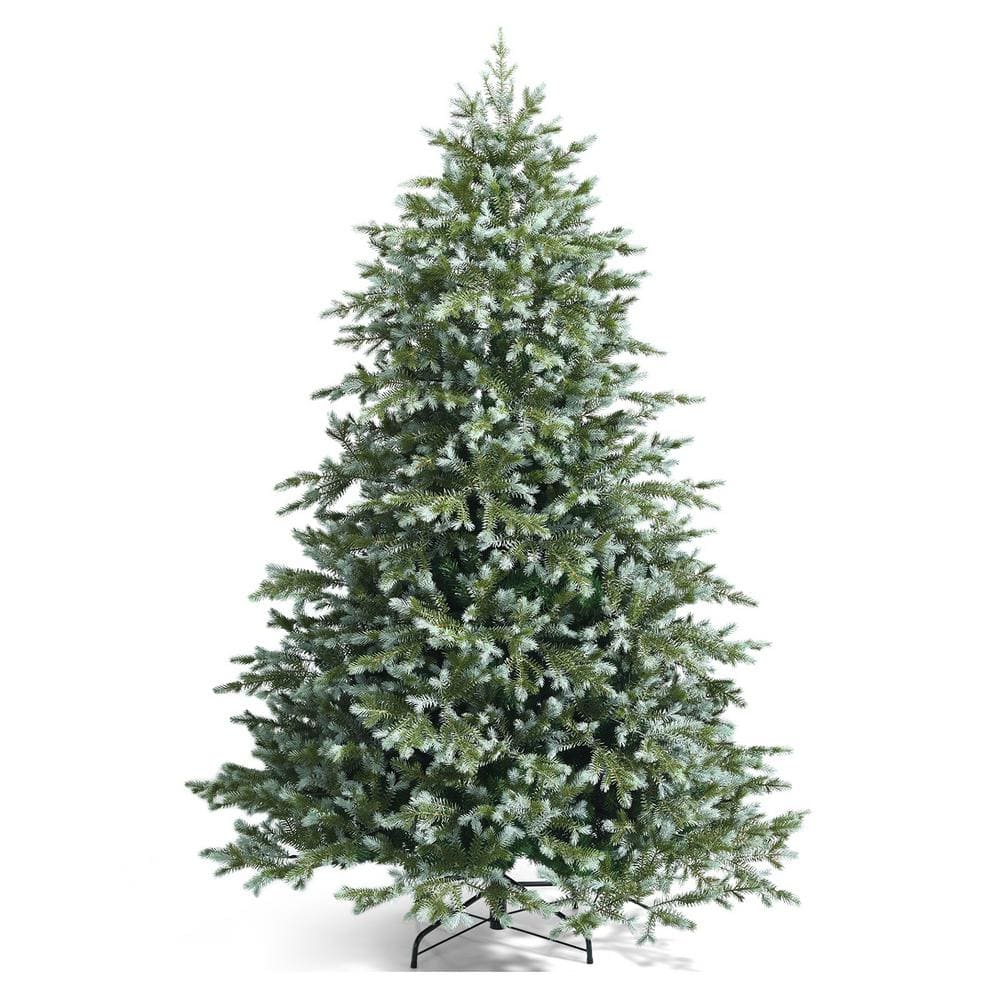 Gymax 7 ft. Artificial Christmas Tree Unlit Hinged Xmas Tree with Metal ...