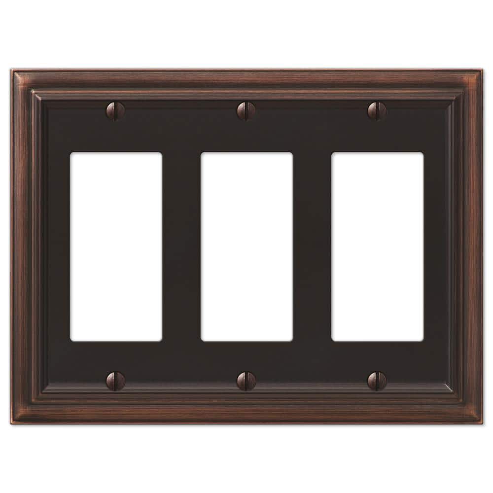 Aged Bronze 3-Gang Smooth Metal Wallplate