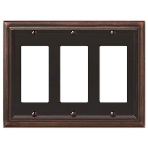 Continental 3 Gang Rocker Metal Wall Plate - Aged Bronze