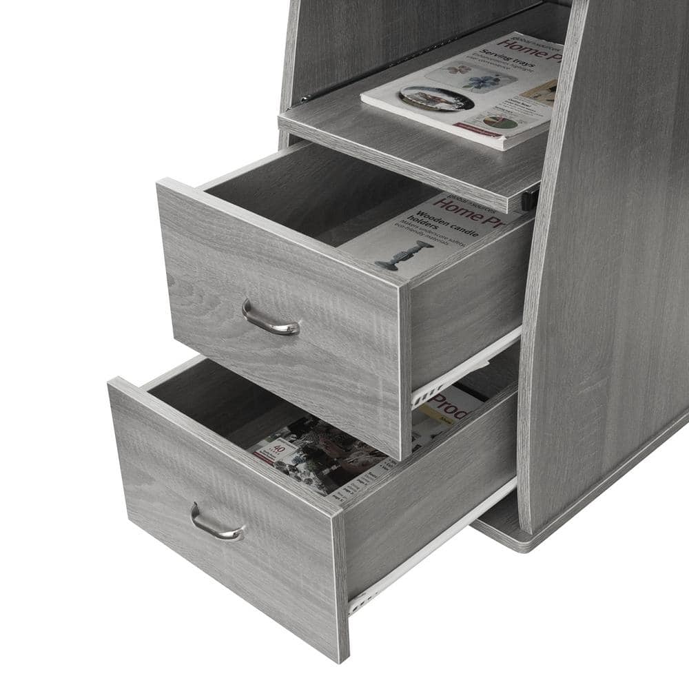 Gray MDF Computer Desk with Drawer and Keyboard Tray
