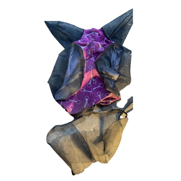 ITOPFOX Ultra Lightweight Horse Fly Mask Long Nose with Ears Colorful Dots in L Full Size