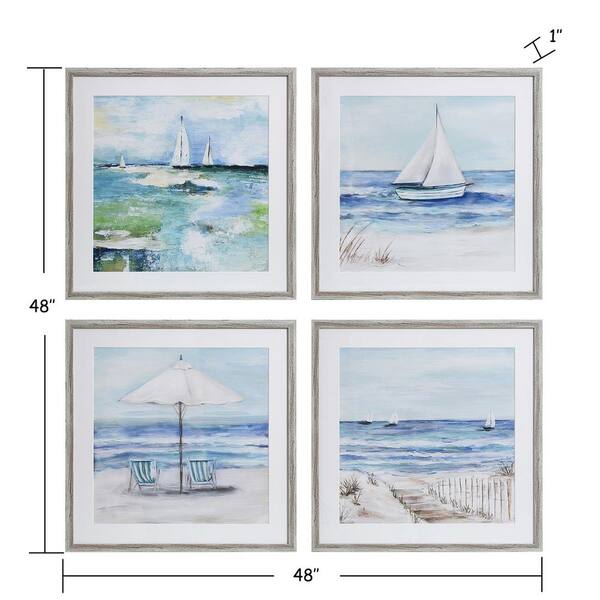 StyleCraft Beach Front 2-Piece Framed Art Print 24 in. x 24
