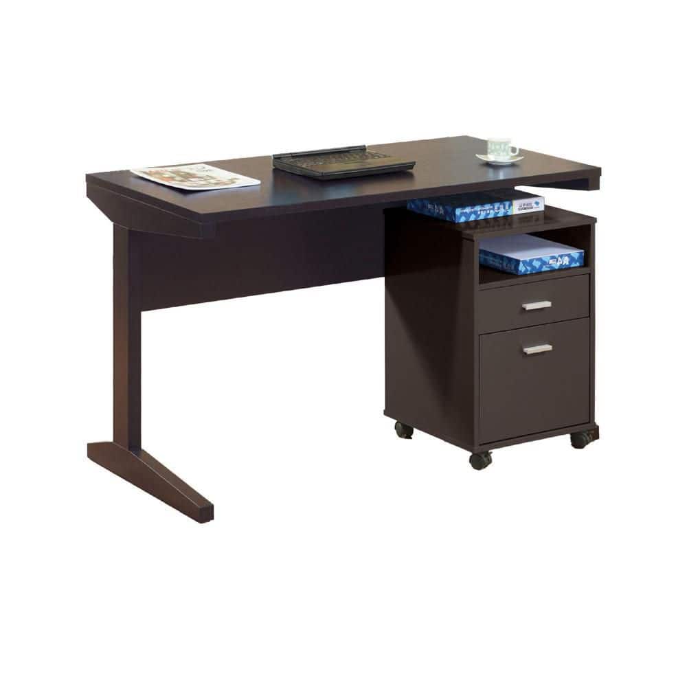 47.25 in. W Rectangle Red Cocoa Brown and Silver 2-Drawer Writing Desk
