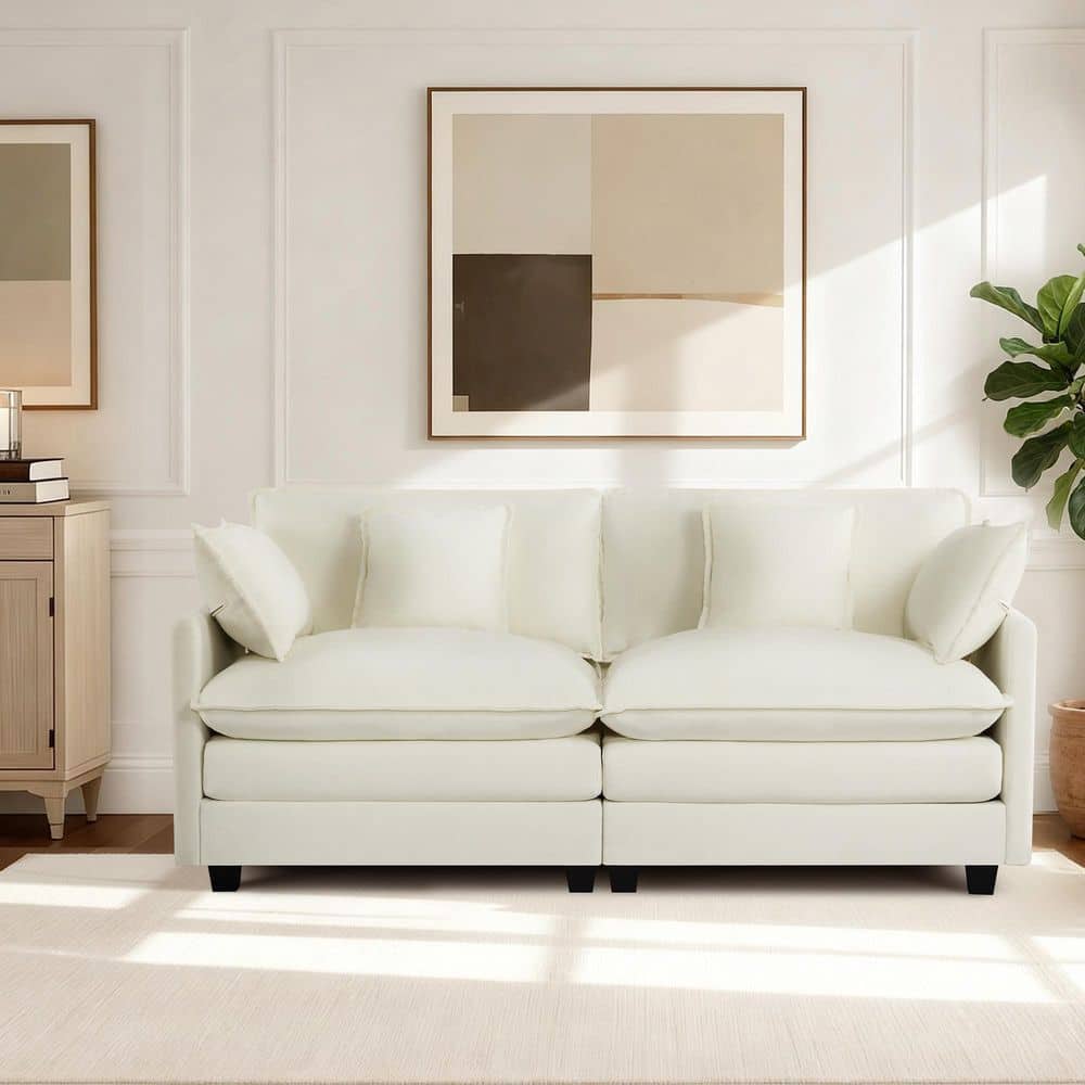 Spruce & Spring Noro 74.4 in. Square Arm 2-piece Fabric Sectional Sofa ...