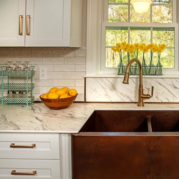 8 ft. L x 25 in. D Engineered Composite Countertop in Calcutta Blanc with Satin Finish