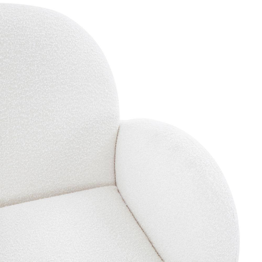 Ivory Boucle Upholstered Armchair with Black Legs