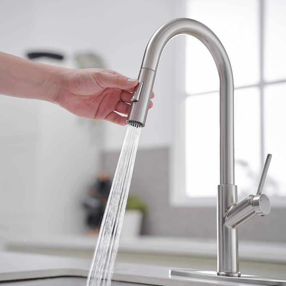 Nickel High-Arc Single Handle Pull-Down Kitchen Faucet