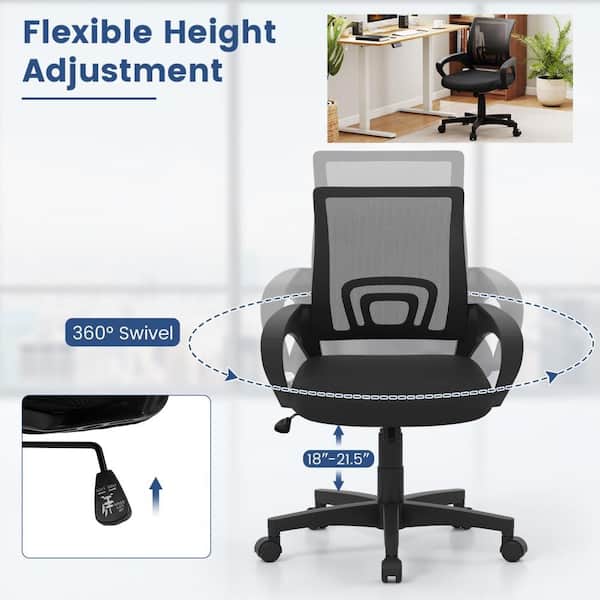 Mesh Office Chair Ergonomic Computer Desk Chair w/Lumbar Support Armrests Black