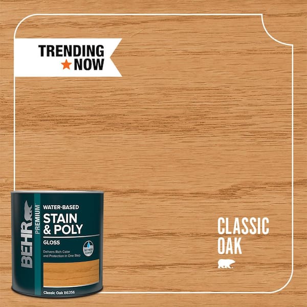 BEHR 1 qt. #TIS-356 Classic Oak Gloss Semi-Transparent Water-Based Interior Stain and Poly in One