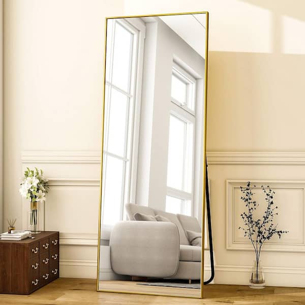Gold 24 in. W x 65 in. H Rectangular Aluminum Alloy Framed Full Length Mirror Floor Mirror