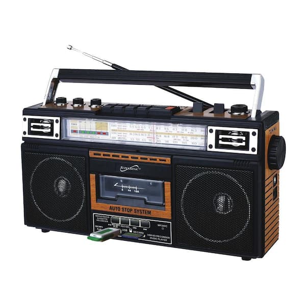 Brown Supersonic 4-Band Radio and Cassette Player Plus Cassette to Mp3 Converter and Bluetooth (Batteries Not Included)