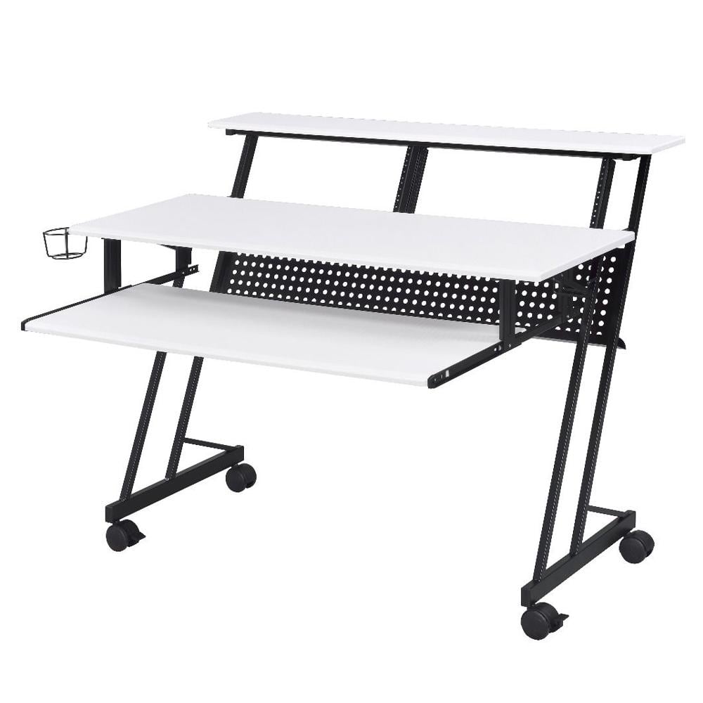 Suitor 53'' White Wood Music Studio Desk with Keyboard Tray