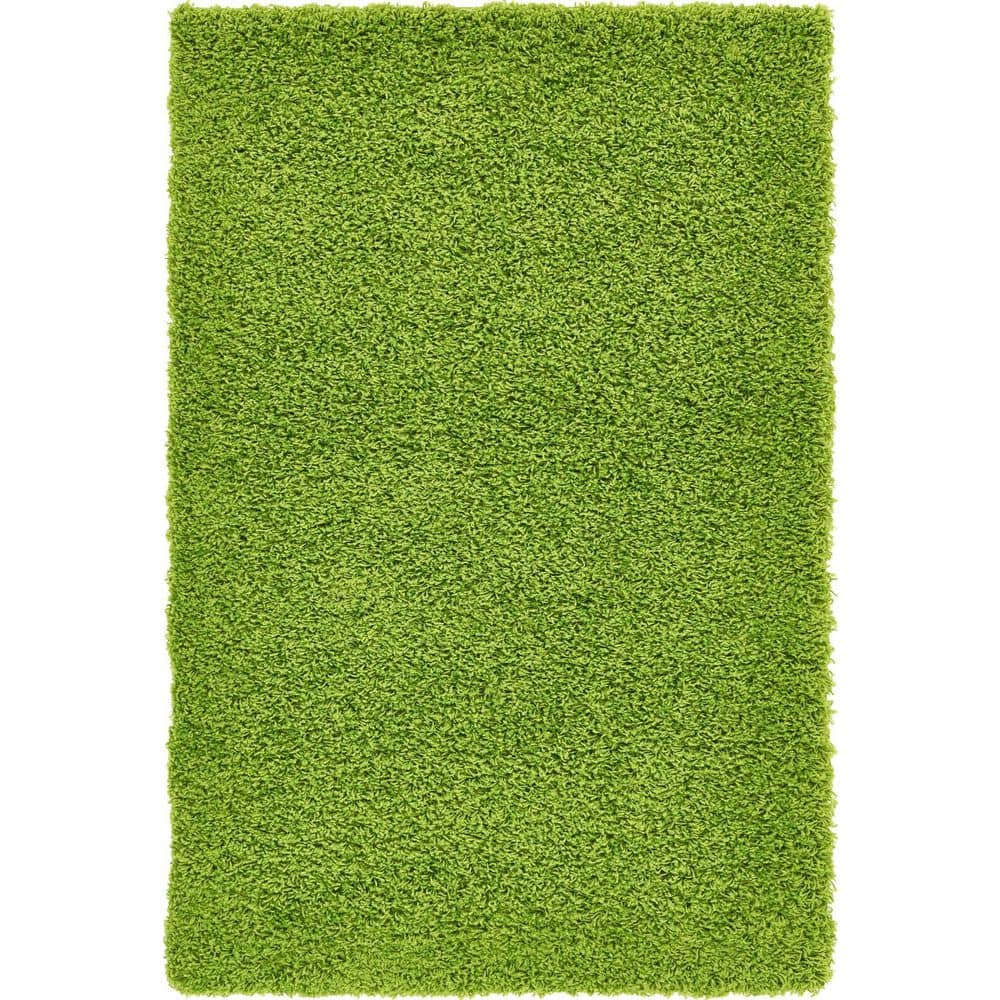 Handmade Green Synthetic Shag Kids' 4' x 6' Rug