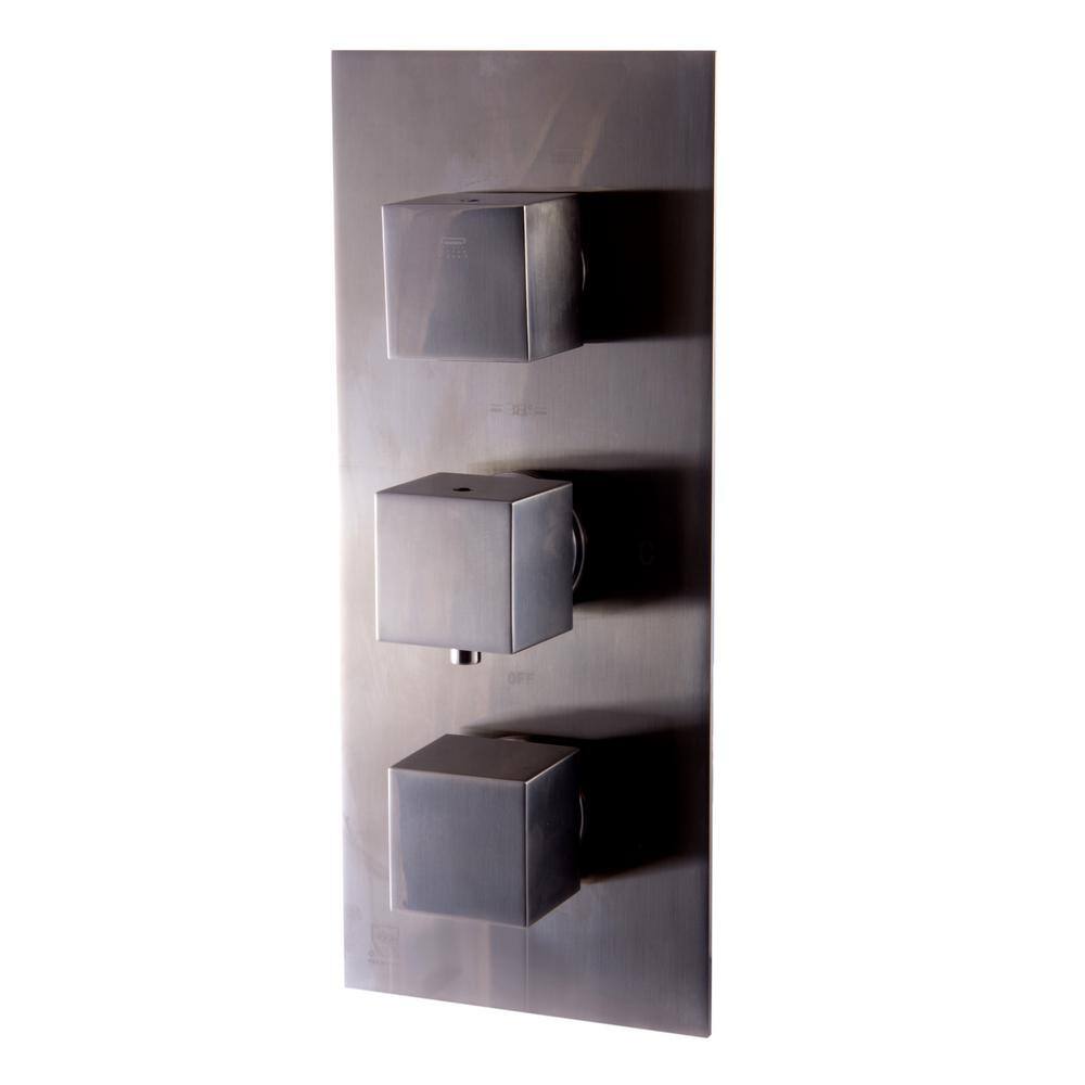 Brushed Nickel Square Thermostatic Shower Mixer with 2-Way Diverter