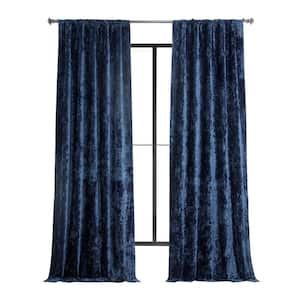 Sapphire Blue Lush Crush Velvet 50 in. W x 108 in. L - Rod Pocket Room Darkening Curtains (Single Panel)