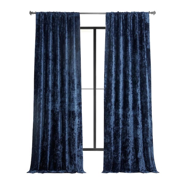 Exclusive Fabrics & Furnishings Sapphire Blue Lush Crush Velvet 50 in. W x 96 in. L - Rod Pocket Room Darkening Curtains (Single Panel)