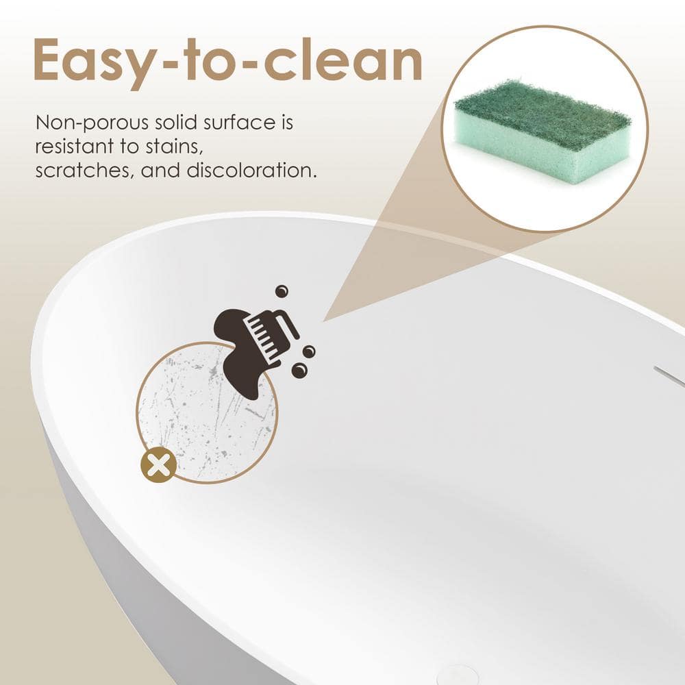 Cacciar 67" Matte White Freestanding Oval Soaking Bathtub
