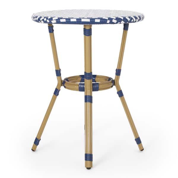 Unbranded Outdoor French Bistro Table, White and Blue