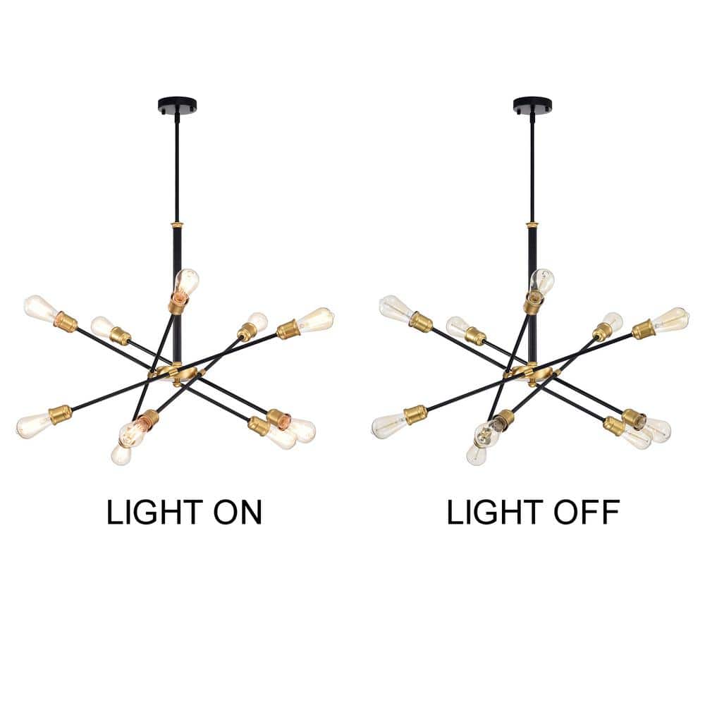 Lorena Black and Gold 10-Light Sputnik Chandelier