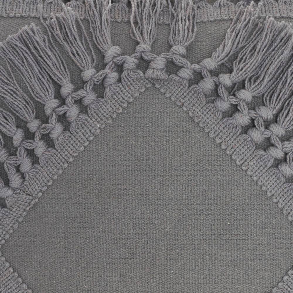 Charcoal Cotton Diamond Fringe 18" Square Throw Pillow