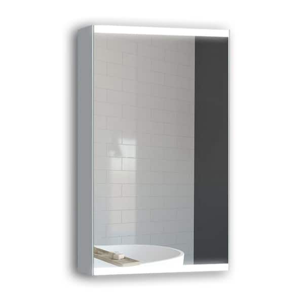 ANTFURN 15 in. W x 26 in. H Medium Rectangular Silver Aluminum Surface Mount Medicine Cabinet with Mirror Left Door