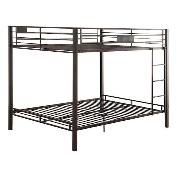 Benjara Black Sand Metal Queen/Queen Bunk Bed