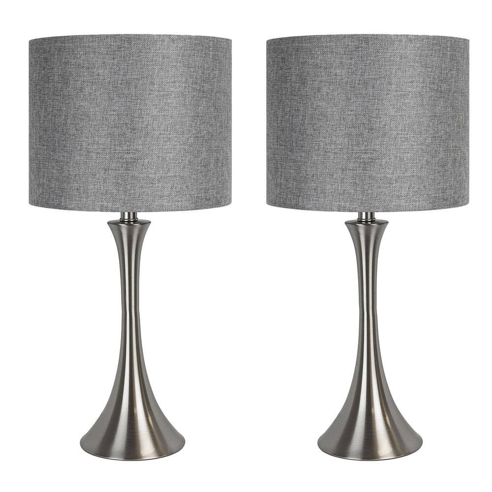 GRANDVIEW GALLERY 24 25 In Brushed Nickel Table Lamp Set With Flared   Brushed Nickel Grandview Gallery Table Lamps St90654g 64 1000 