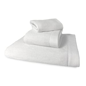 Luxury viscose from Bamboo Cotton Towel Set - White (1-Bath Towel, 1-Hand Towel, 1-Washcloth)