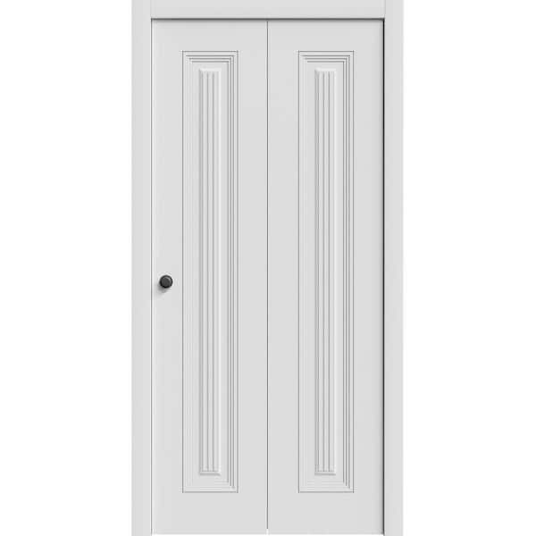 7888 56 in. x 96 in. Sold Core White Enamel Color Wood Bi-fold Door with Hardware