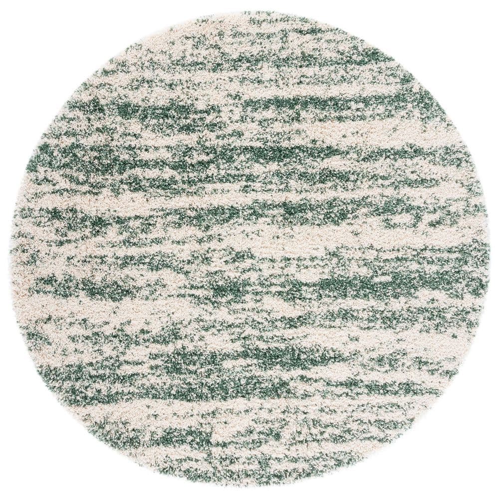 Hudson Shag Ivory/Green 5 ft. x 5 ft. Marble Round Area Rug price history on PriceWatchPro