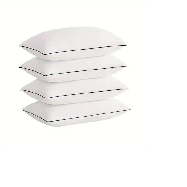 17 x 26 in. Hypoallergenic Blue Edged 100% Cotton Standard Hotel Pillow, Easy Care-Standard, 1-Pack