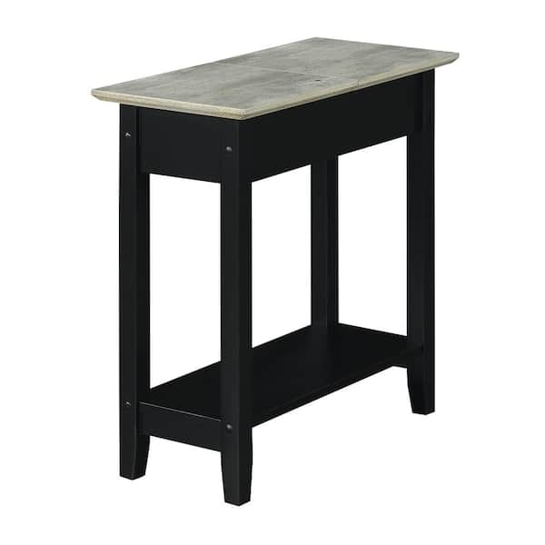 Convenience Concepts American Heritage 11 in. Faux Birch/Black Standard Rectangle MDF End Table with Charging Station and Shelf