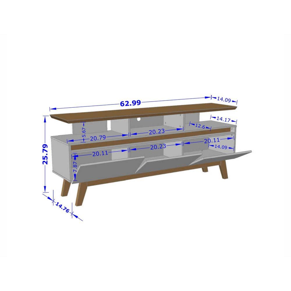 Rustic Brown Solid Wood TV Stand with Cabinet for 60" TVs