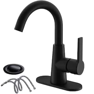 Single-Handle 4 in. Bathroom Sink Faucet with Deck Plate and Supply Hoses in Bronze