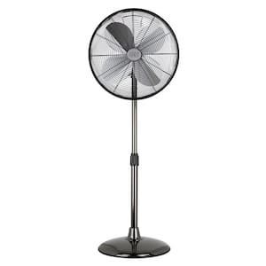 Retro 16 in. All-Metal 3-Speed Oscillating Conference Room Pedestal Stand Fan in Midnight Chrome (Black)