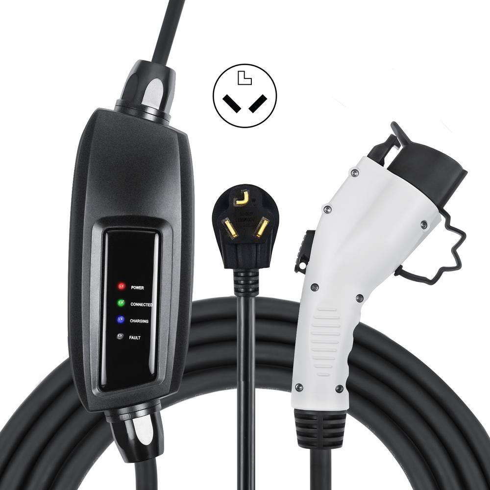 LECTRON 240-Volt 16 Amp Level 2 EV Charger with 21 ft Extension Cord ...