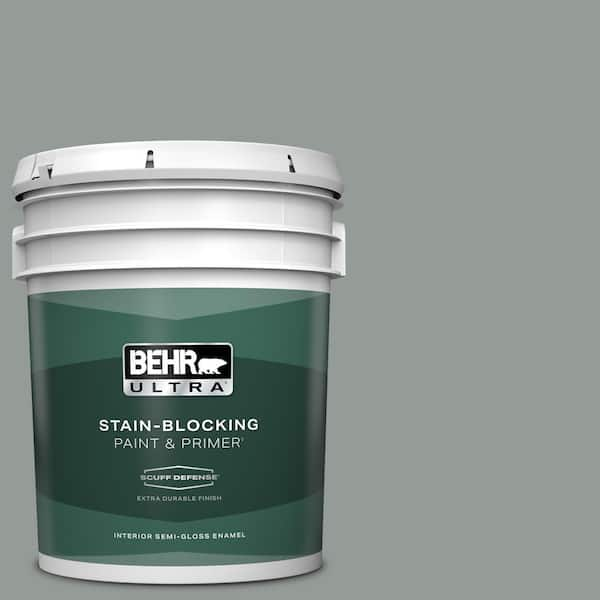 BEHR ULTRA 5 gal. #BXC-66 Dusk Blue Extra Durable Semi-Gloss Enamel Interior Paint & Primer