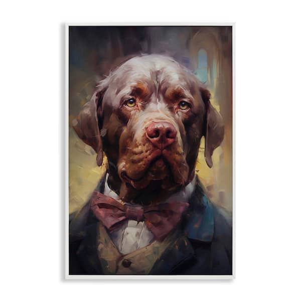 Stupell Industries Dog in Timeless Suit Fashion by Wumples White Framed Animal Giclee Art Print 30 in. x 20 in.